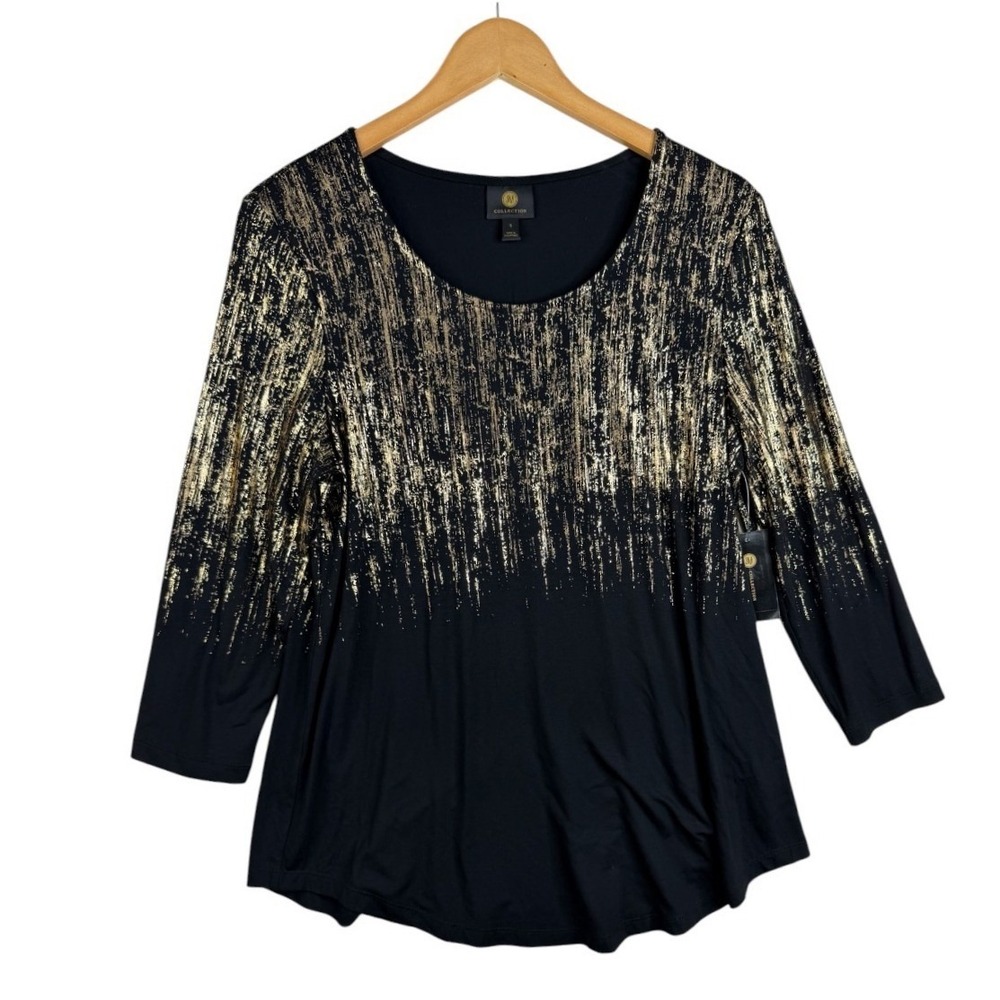 NEW JM Collection Tunic Top Women's Jacquard Knit 3/4 Sleeve Pullover Sz Small
